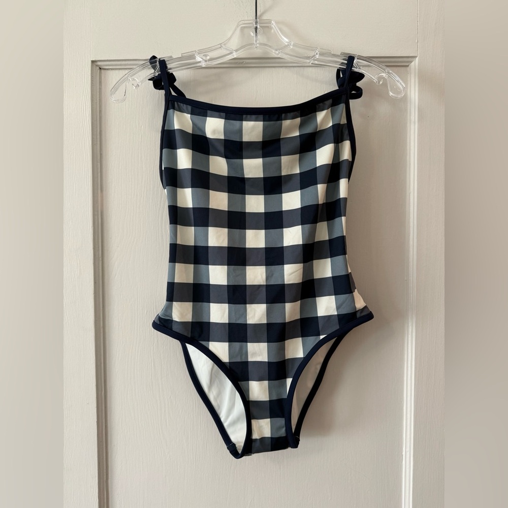 Solid & Striped x Poppy Delevingne | Gingham Plaid Tie One Piece Swimsuit - Sz S